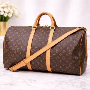 Authentic Louis Vuitton Keepall Bandoulière 55 MonogramCanvas Duffle/Travel Bag